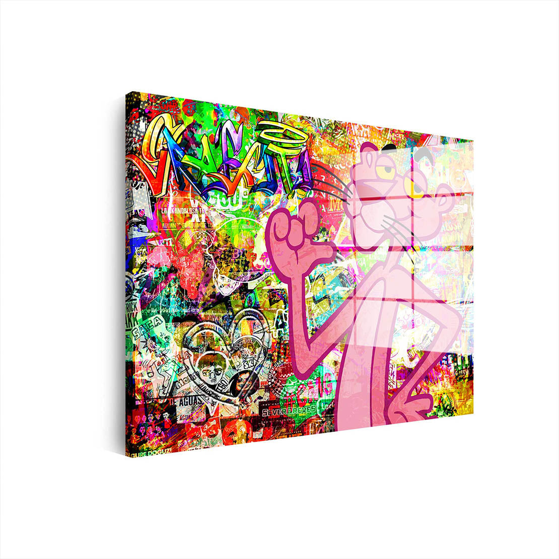 Graffiti Street Art Comic Panther Acrylglasbild Wandbild Bild Wanddeko Wohnzimmer XL