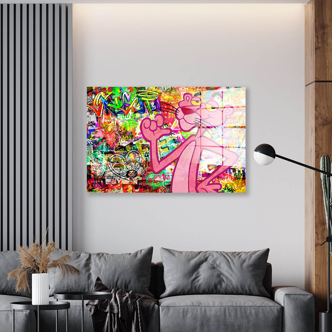 Graffiti Street Art Comic Panther Acrylglasbild Wandbild Bild Wanddeko Wohnzimmer XL