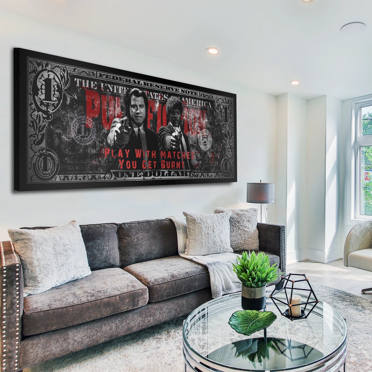 Motivation Dollar Zitat Leinwandbild Wandbild Kunstdruck XL Wanddeko