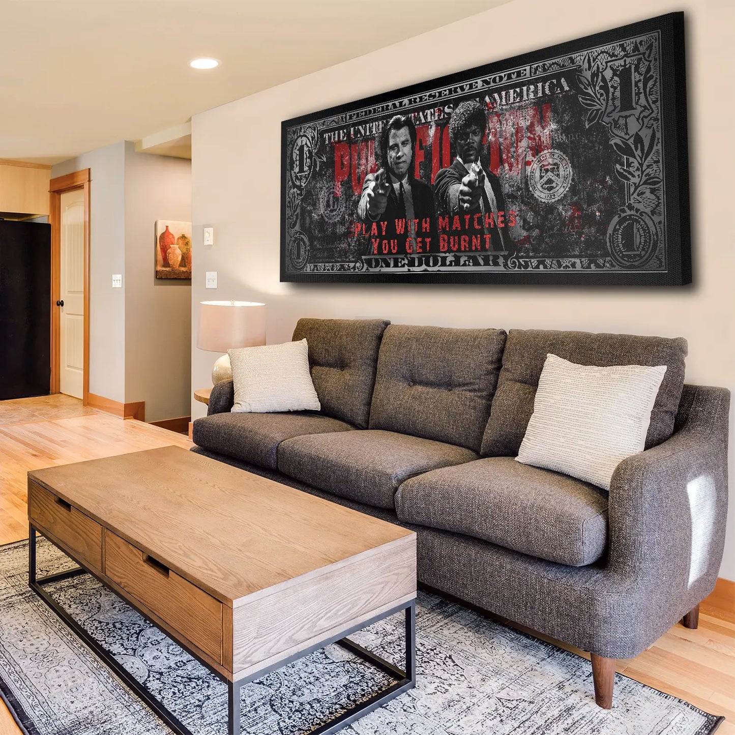 Motivation Dollar Zitat Leinwandbild Wandbild Kunstdruck XL Wanddeko