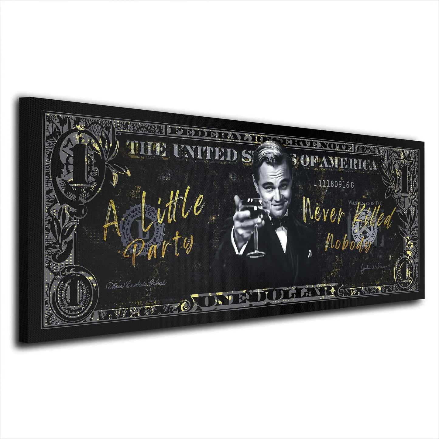 Motivation Dollar Zitat, Little Party Leinwandbild Wandbild Kunstdruck XL Wanddeko