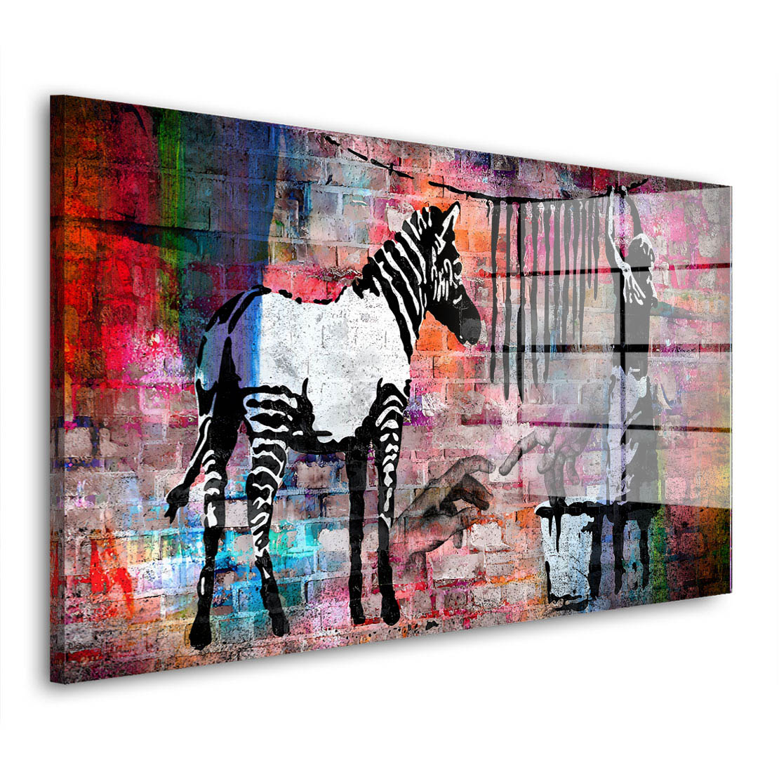 Street Art Zebra Colour Style Acrylglasbild Wandbild Bild Wanddeko Wohnzimmer XL
