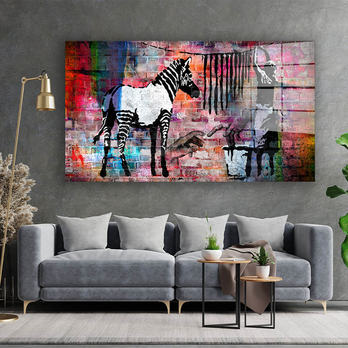 Street Art Zebra Colour Style Acrylglasbild Wandbild Bild Wanddeko Wohnzimmer XL