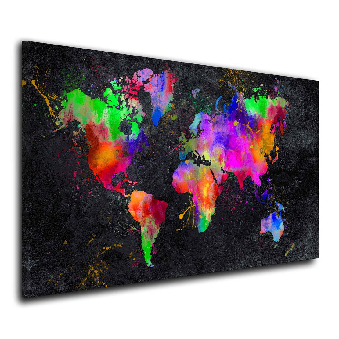 Weltkarte Pop Art Abstract Black Leinwandbild Wandbild Kunstdruck XL Wanddeko