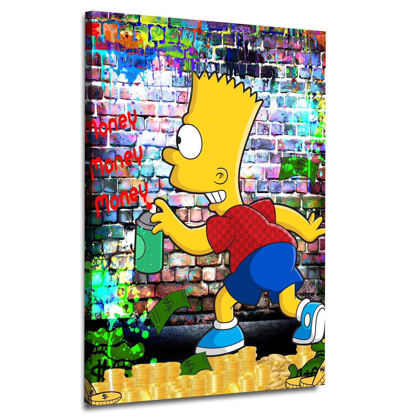 Pop Art Money Zeichentrick Leinwandbild Wandbild Kunstdruck XL Wanddeko