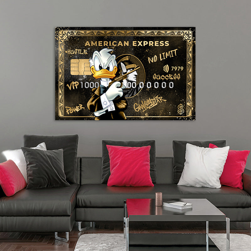 Duck Gangster Style Karte Pop Art Wandbild Leinwandbild Kunstdruck XL Wanddeko