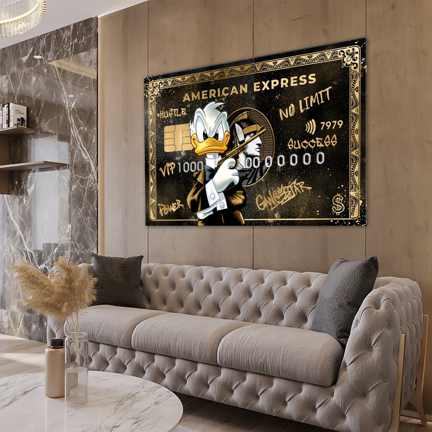 Duck Gangster Style Karte Pop Art Wandbild Leinwandbild Kunstdruck XL Wanddeko