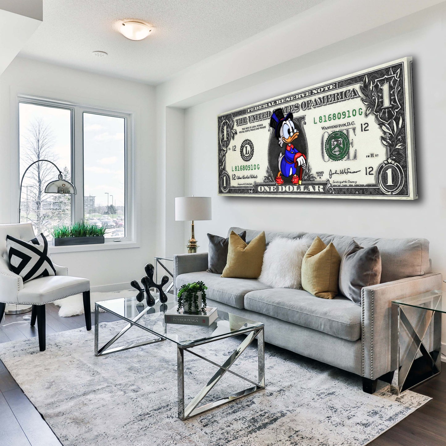 Duck One Dollar Pop Art Comic Leinwandbild Wandbild Kunstdruck XL Wanddeko