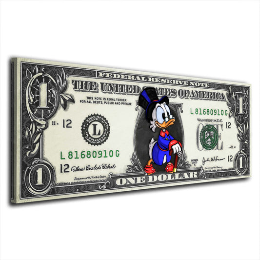 Duck One Dollar Pop Art Comic Leinwandbild Wandbild Kunstdruck XL Wanddeko