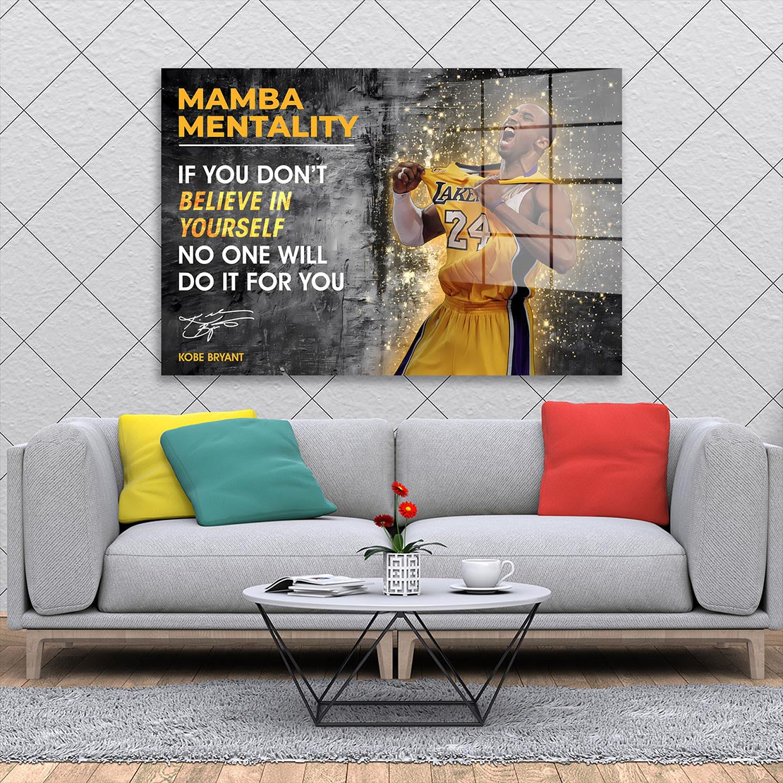 Mamba Mentality Basketball Sport Motivation Acrylglasbild Wandbild Bild Wanddeko XL
