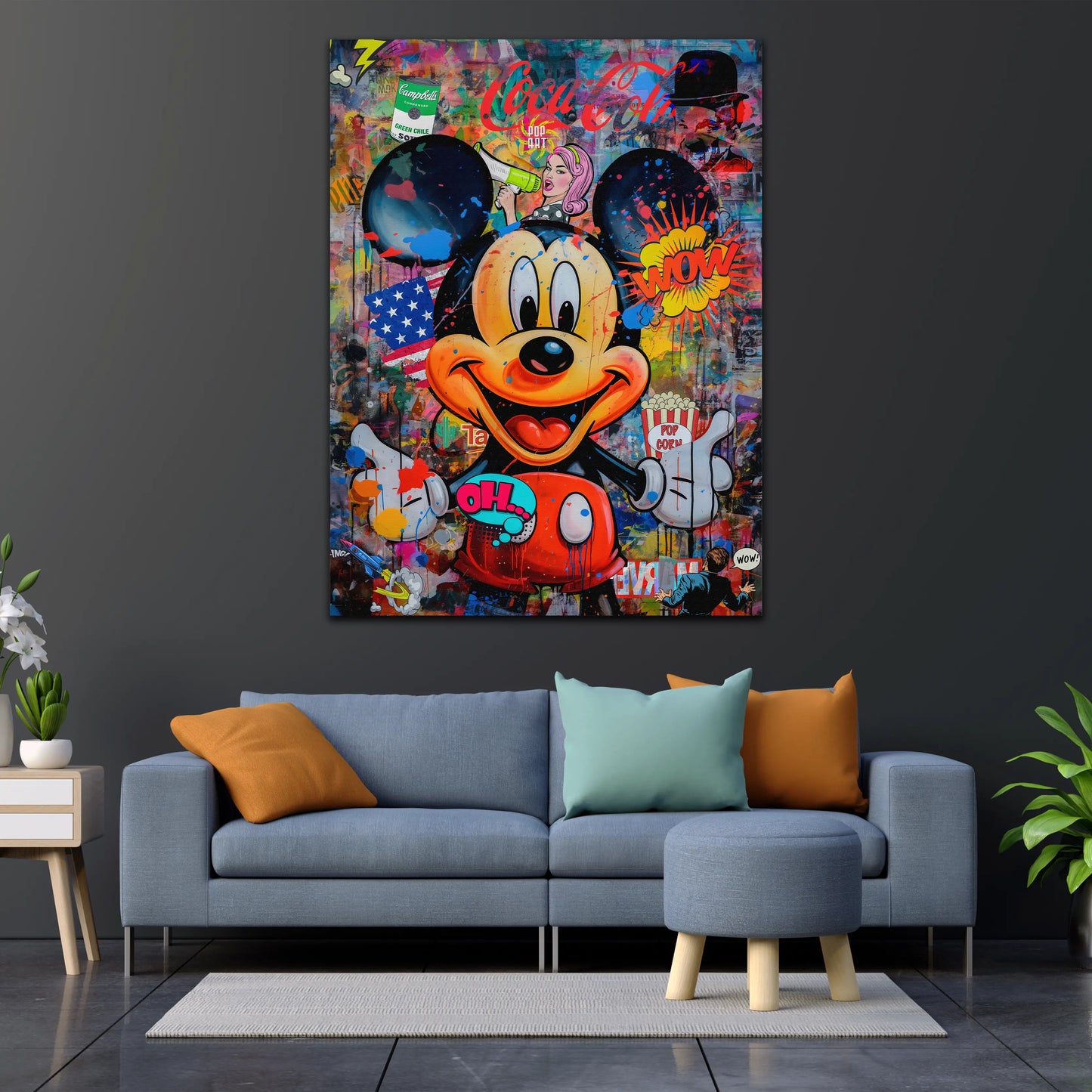 Maus Pop Art Style Leinwandbild Wandbild Kunstdruck XL Wanddeko