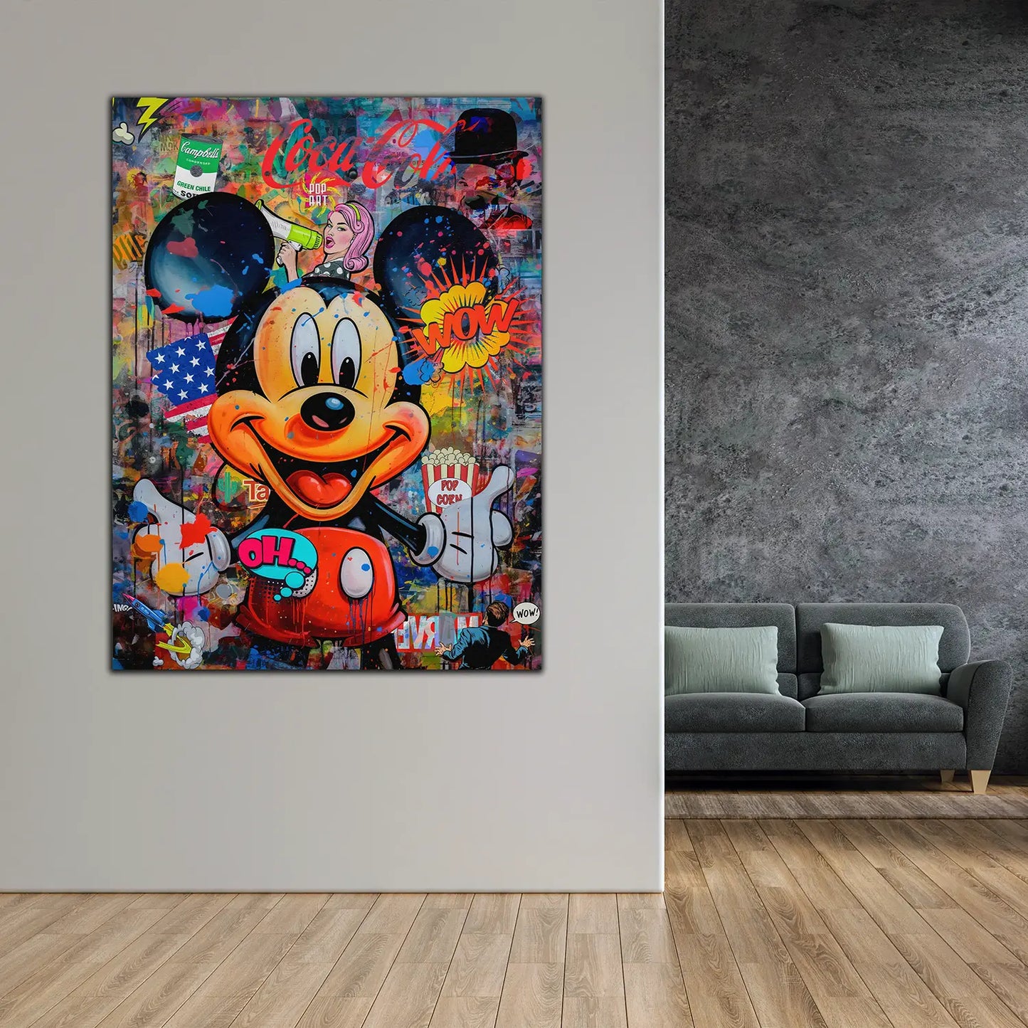 Maus Pop Art Style Leinwandbild Wandbild Kunstdruck XL Wanddeko