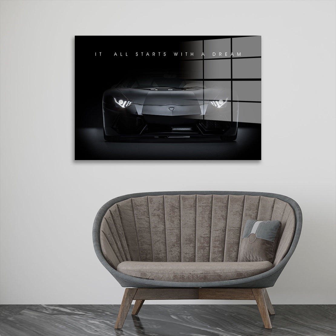 Motivation Auto Sportwagen Zitat Acrylglasbild Wandbild Bild Wanddeko Wohnzimmer XL