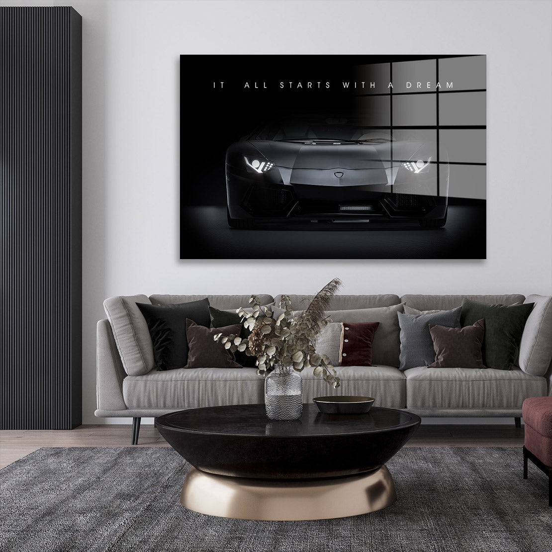 Motivation Auto Sportwagen Zitat Acrylglasbild Wandbild Bild Wanddeko Wohnzimmer XL