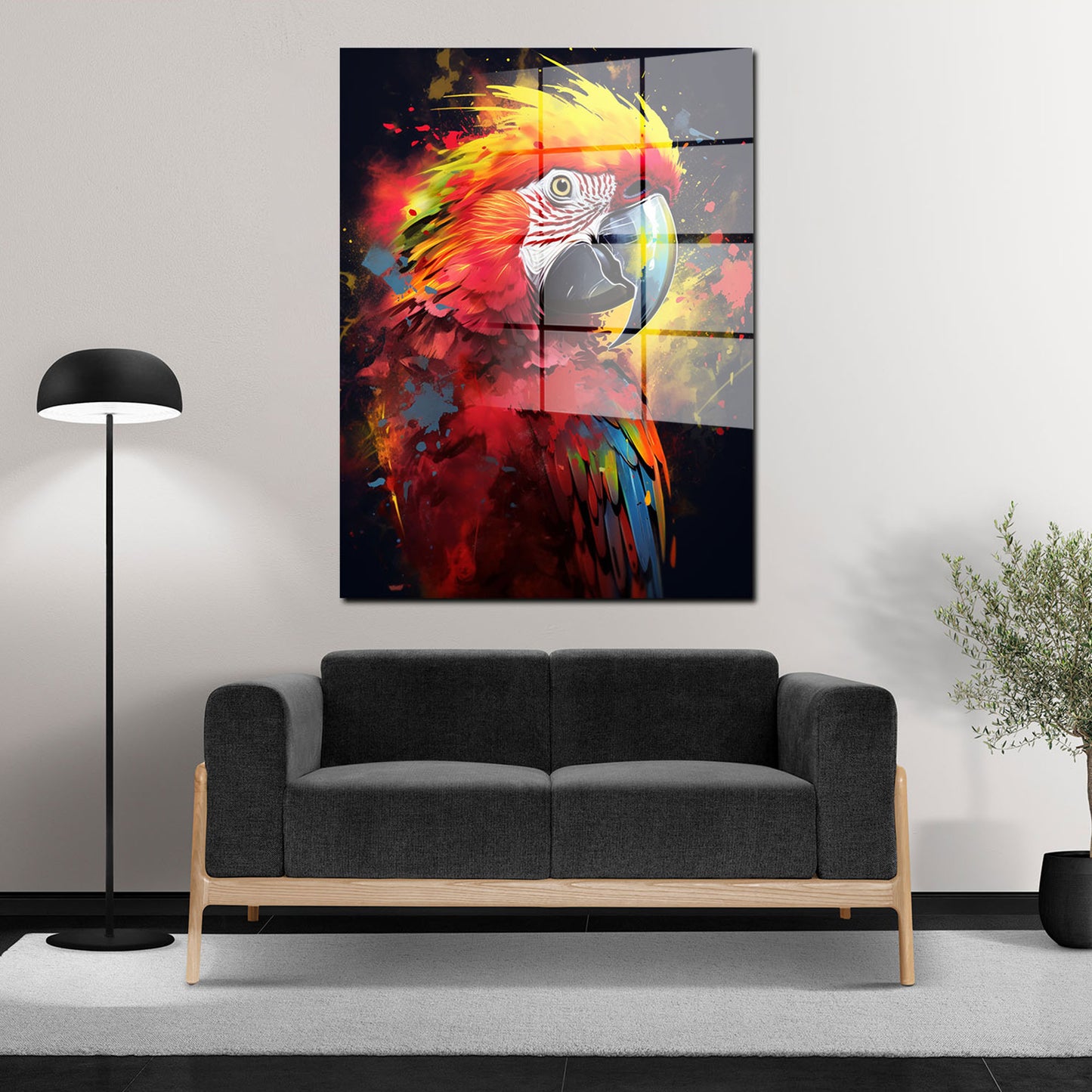 Papagei Pop Art Colour Acrylglasbild Wandbild Bild Wanddeko Wohnzimmer XL