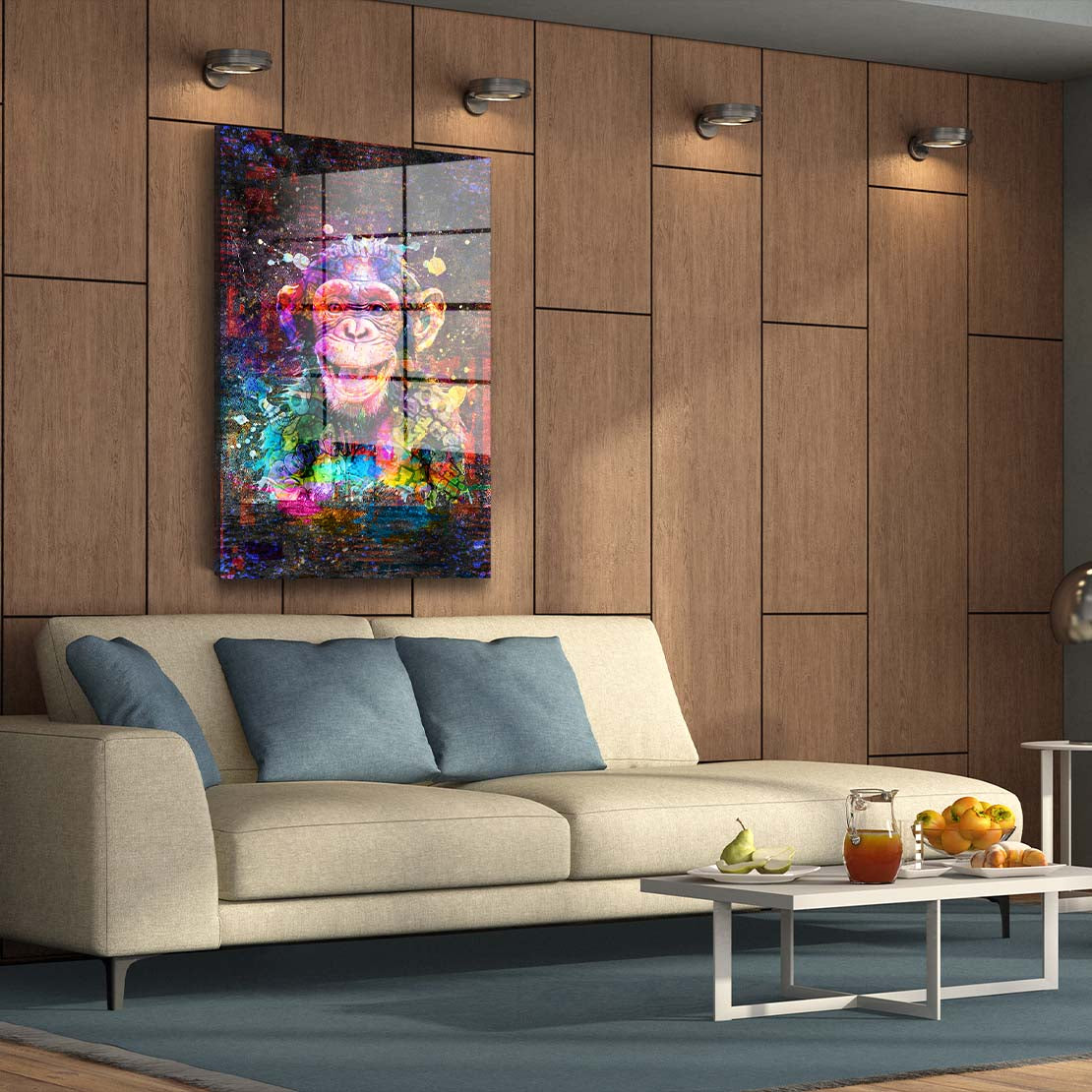 Schimpanse Graffiti Street Art Acrylglasbild Wandbild Bild Wanddeko Wohnzimmer XL