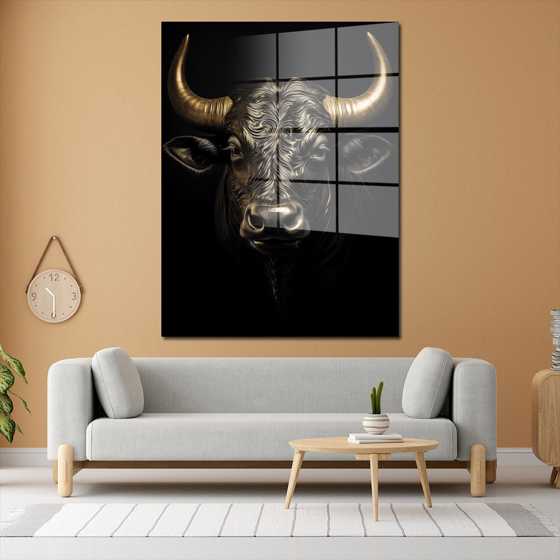 Stier Black Style Acrylglasbild Wandbild Bild Wanddeko Wohnzimmer XL