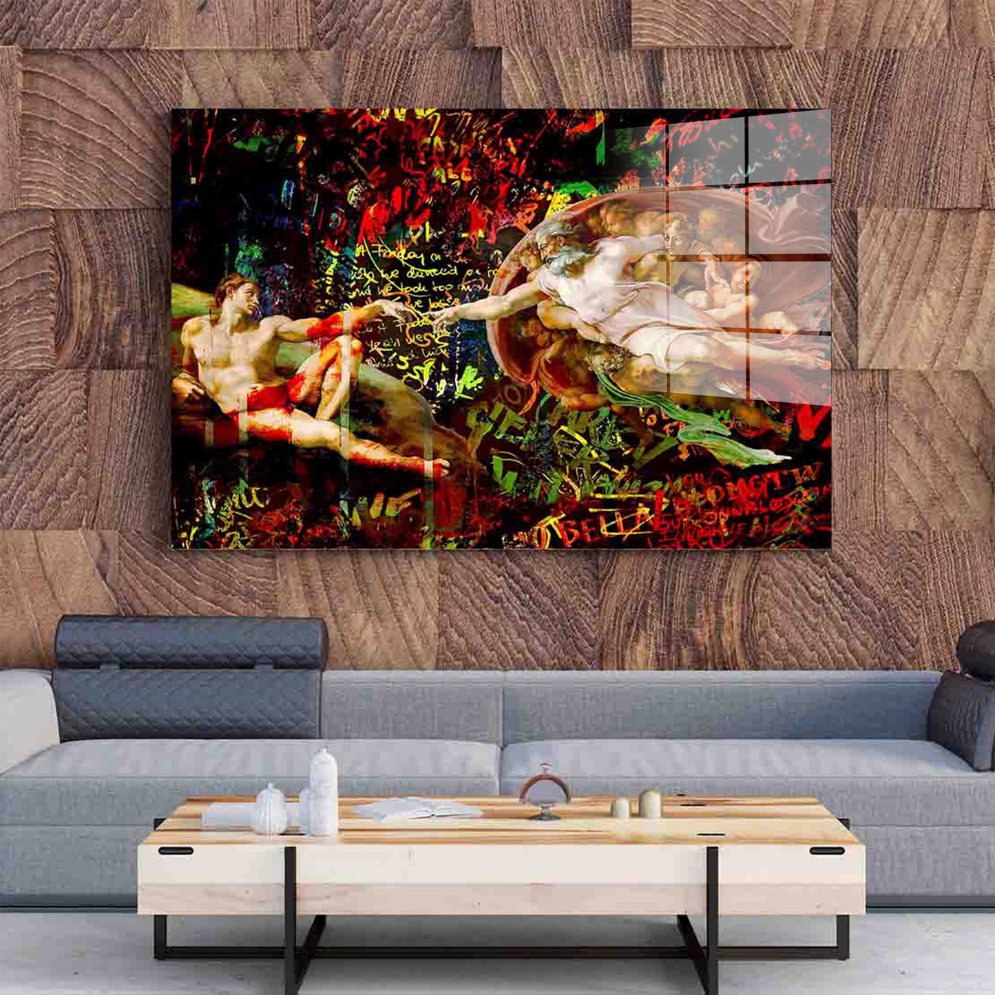 Touch Of God Kunstwerk Pop Art Acrylglasbild Wandbild Bild Wanddeko Wohnzimmer XL