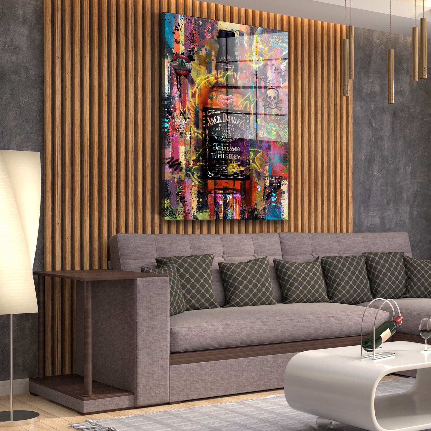 Whiskey Abstract Style Pop Art Acrylglasbild Wandbild Bild Wanddeko Wohnzimmer XL