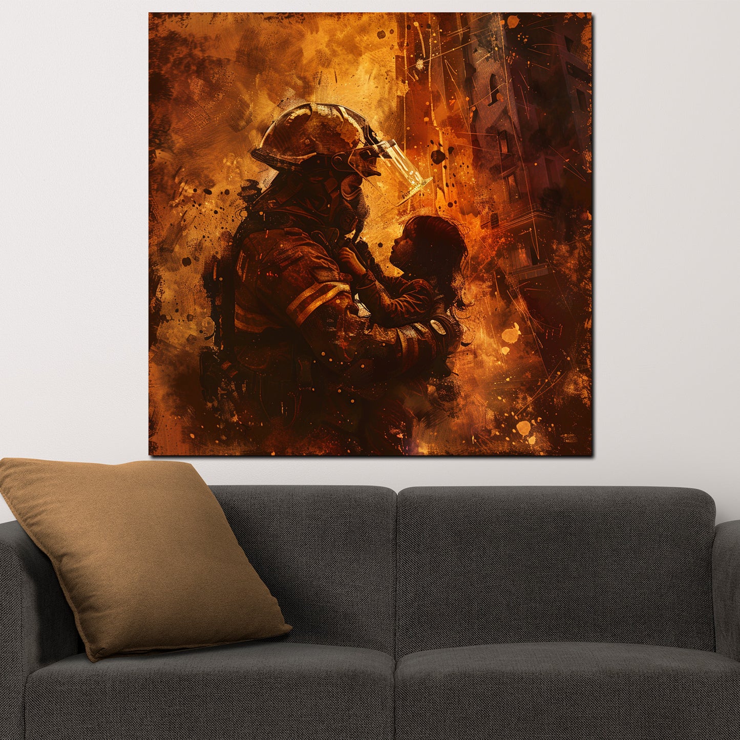 Abstrakt Beautiful Job Feuerwehrmann Leinwandbild Wandbild Kunstdruck XL Deko