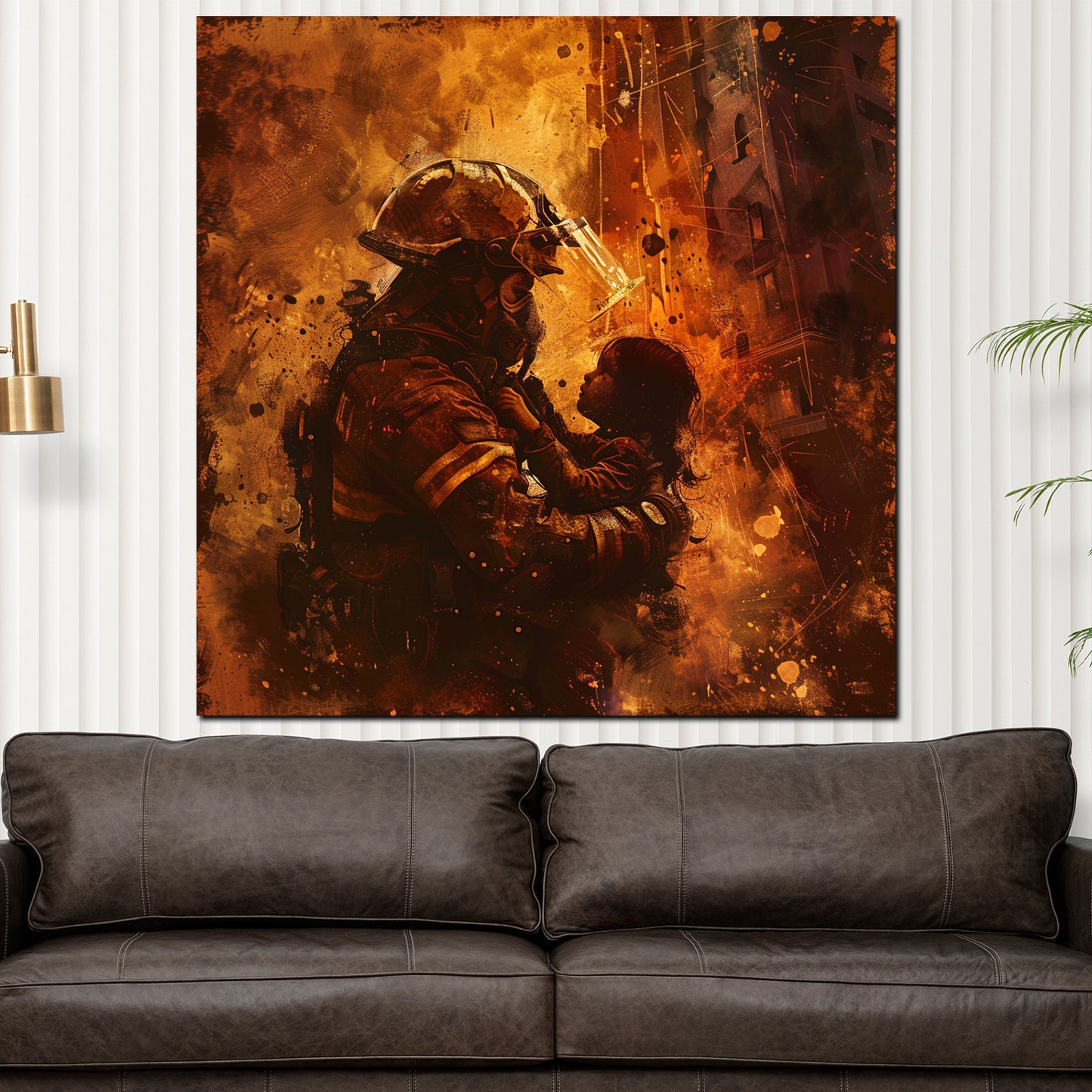 Abstrakt Beautiful Job Feuerwehrmann Leinwandbild Wandbild Kunstdruck XL Deko