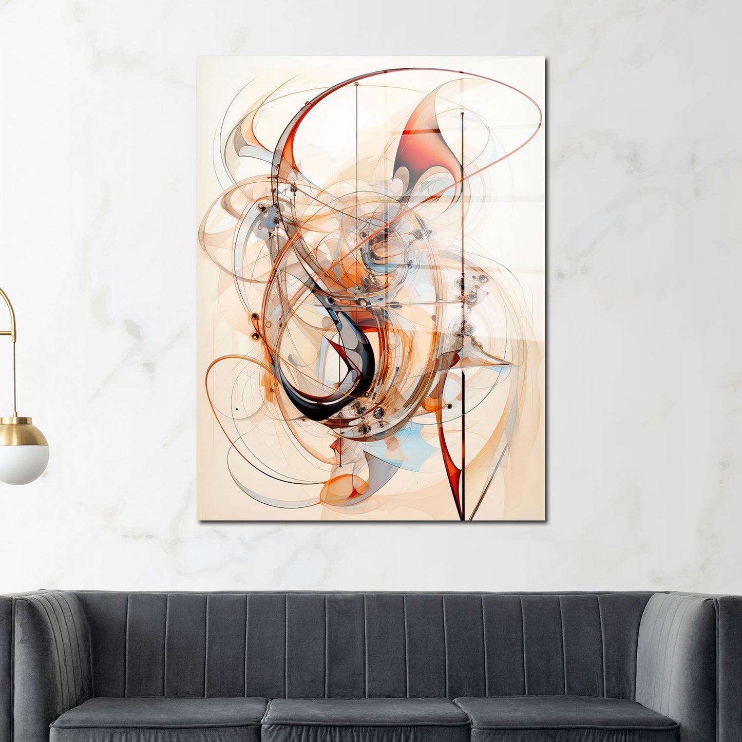 Abstrakt Beautiful Lines Acrylglasbild Wandbild Bild Wanddeko Wohnzimmer XL