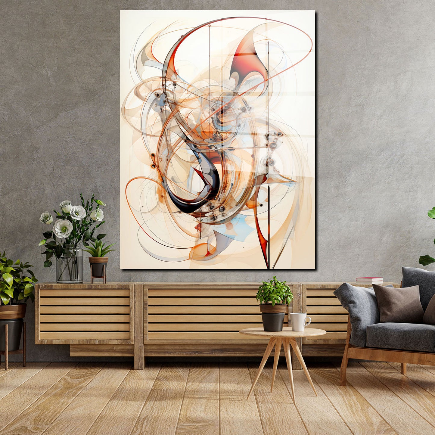 Abstrakt Beautiful Lines Acrylglasbild Wandbild Bild Wanddeko Wohnzimmer XL