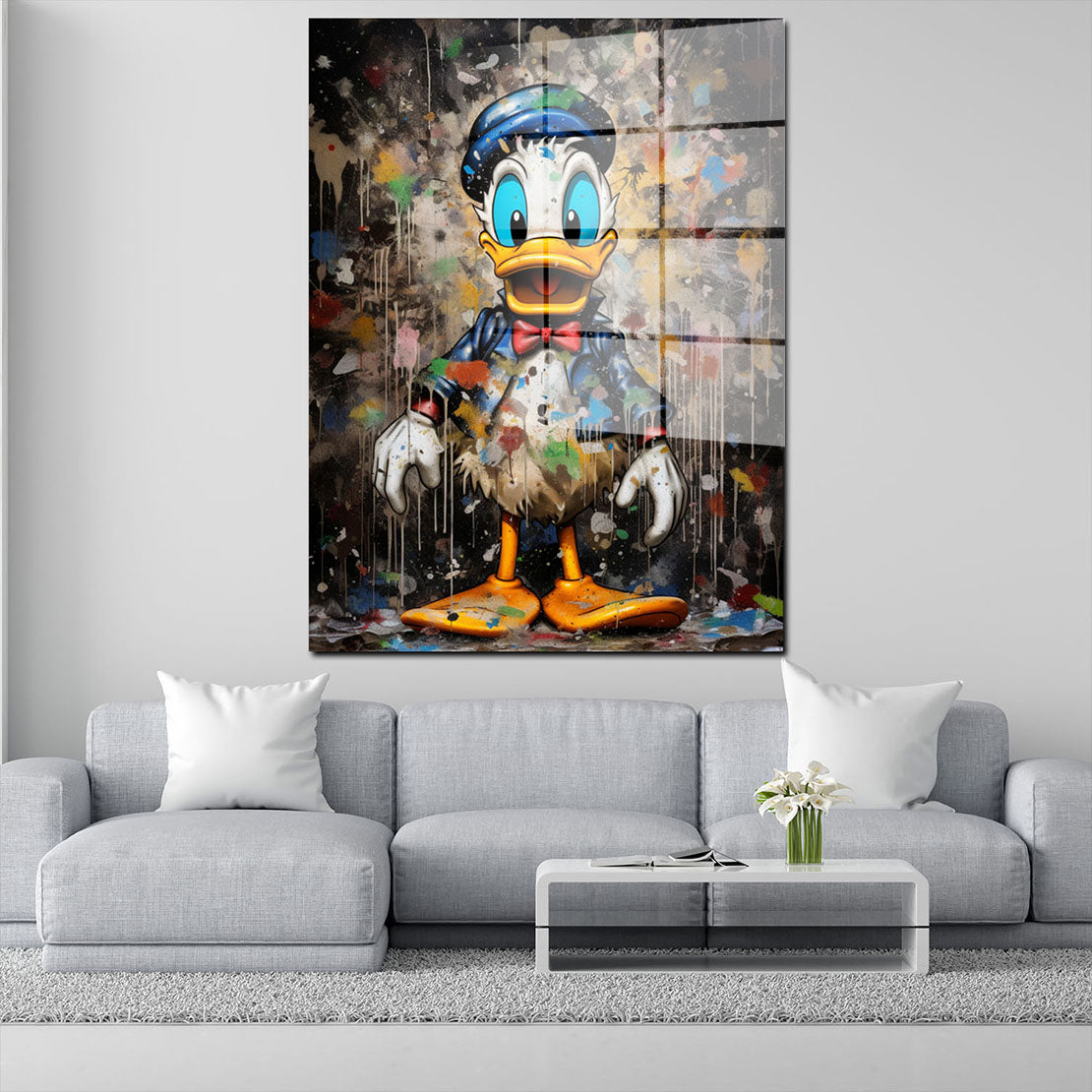 Abstrakt Comic Duck Pop Art Colour Acrylglasbild Wandbild Bild Wanddeko XL