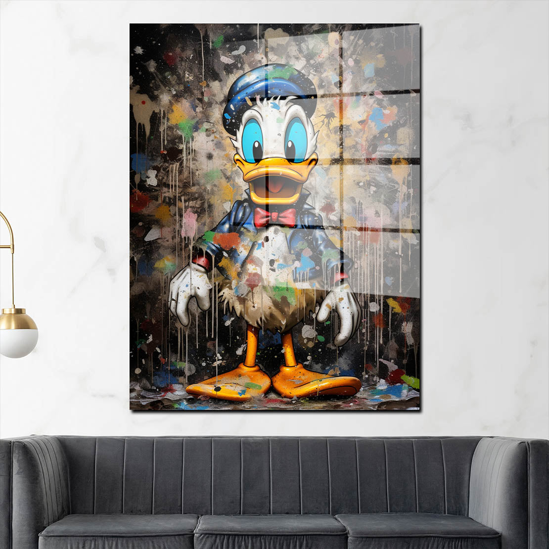 Abstrakt Comic Duck Pop Art Colour Acrylglasbild Wandbild Bild Wanddeko XL