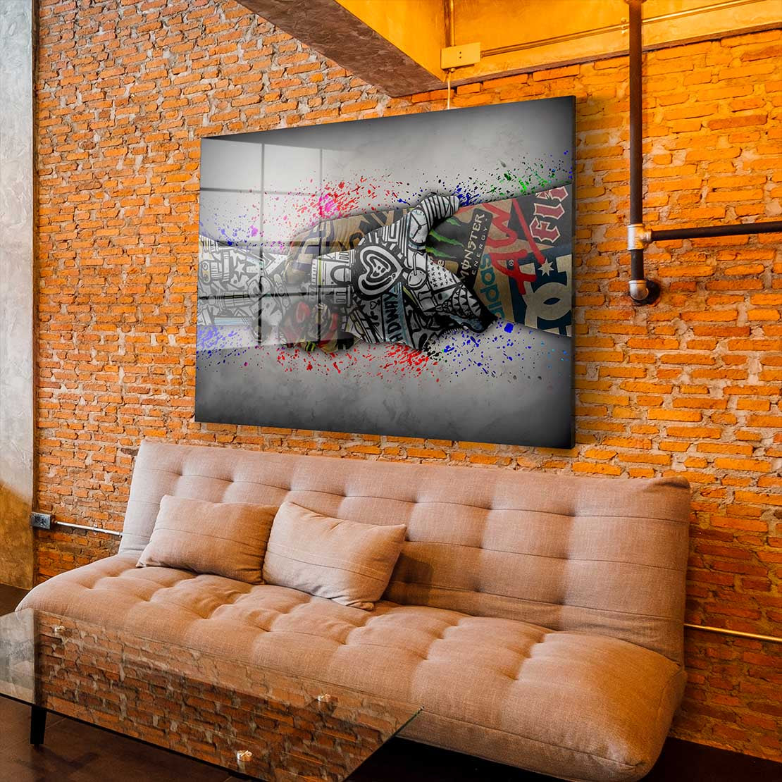 Abstrakt Graffiti Street Art Hände Acrylglasbild Wandbild Bild Wanddeko Wohnzimmer XL