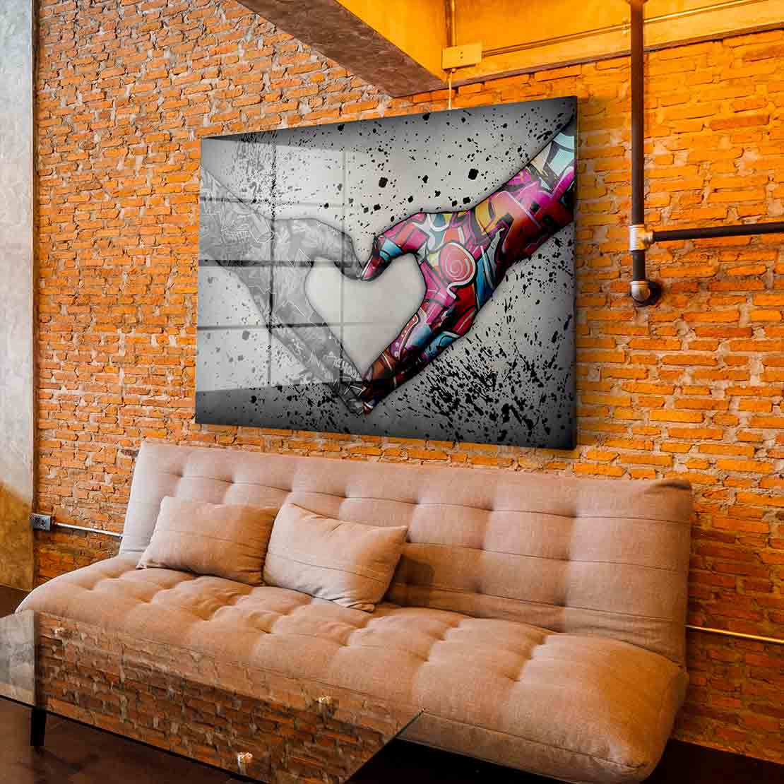 Abstrakt Graffiti Hände Acrylglasbild Wandbild Bild Wanddeko Wohnzimmer XL