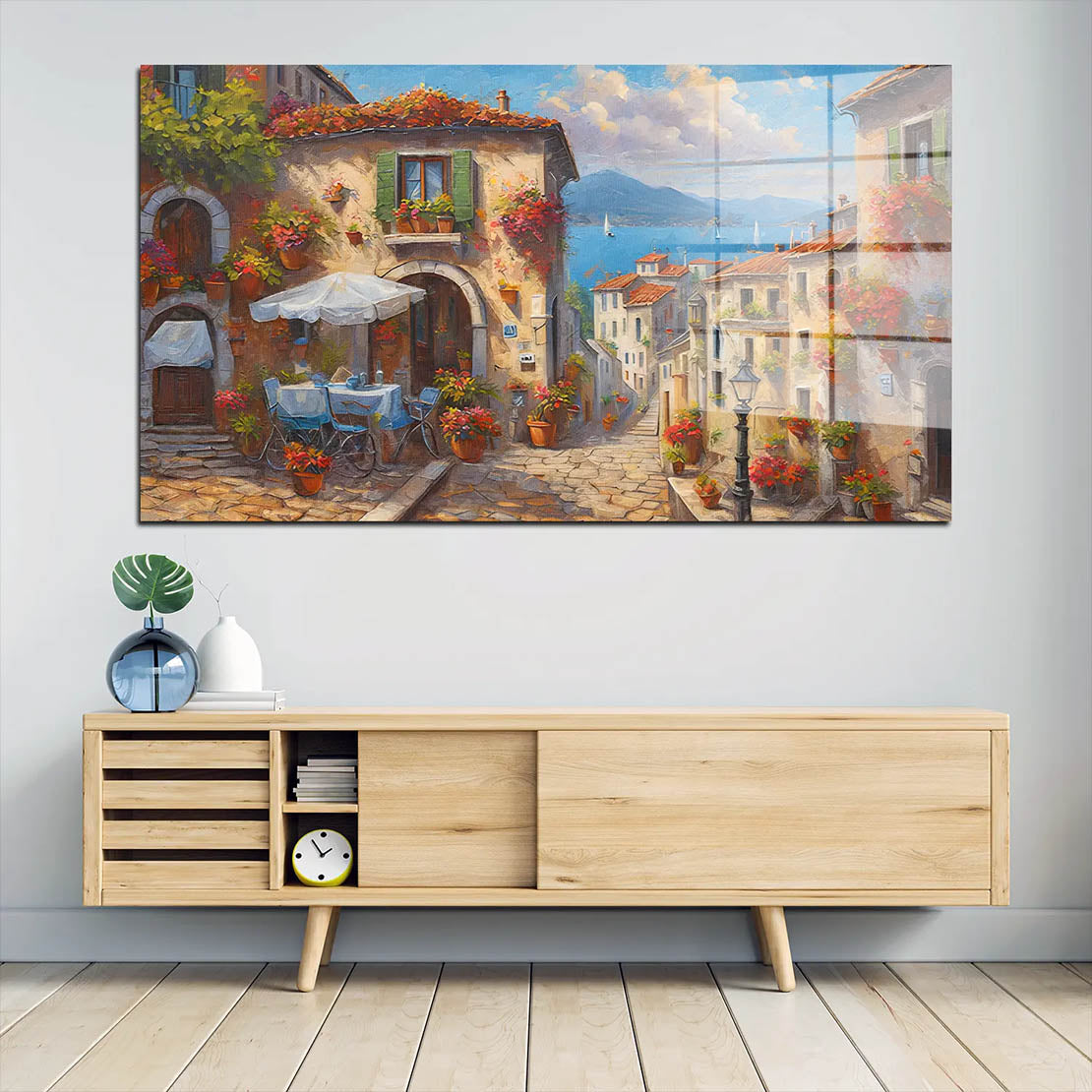 Abstrakt Italien Dorf Altstadt Acrylglasbild Wandbild Bild Wanddeko Wohnzimmer XL