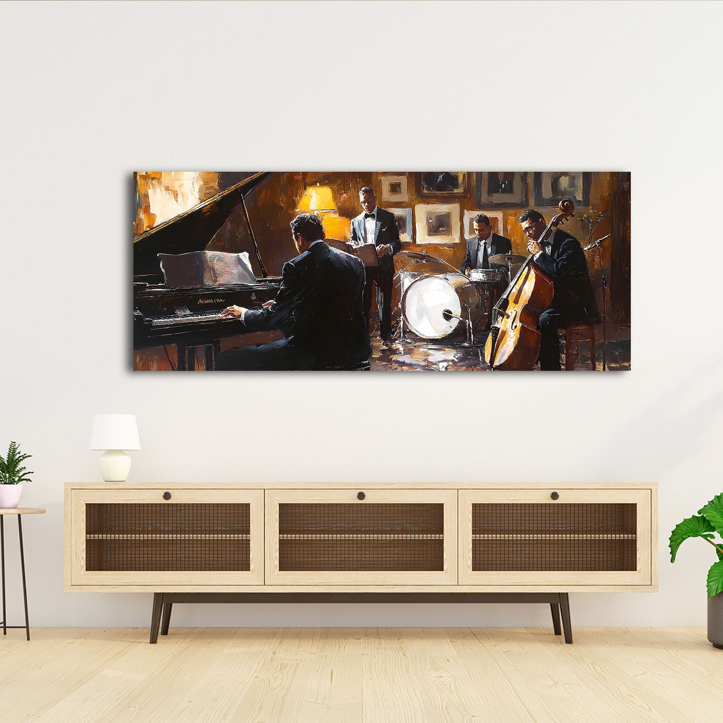 Abstrakt Jazz Musik Klavier Schlagzeug Leinwandbild Wandbild Kunstdruck XL Deko