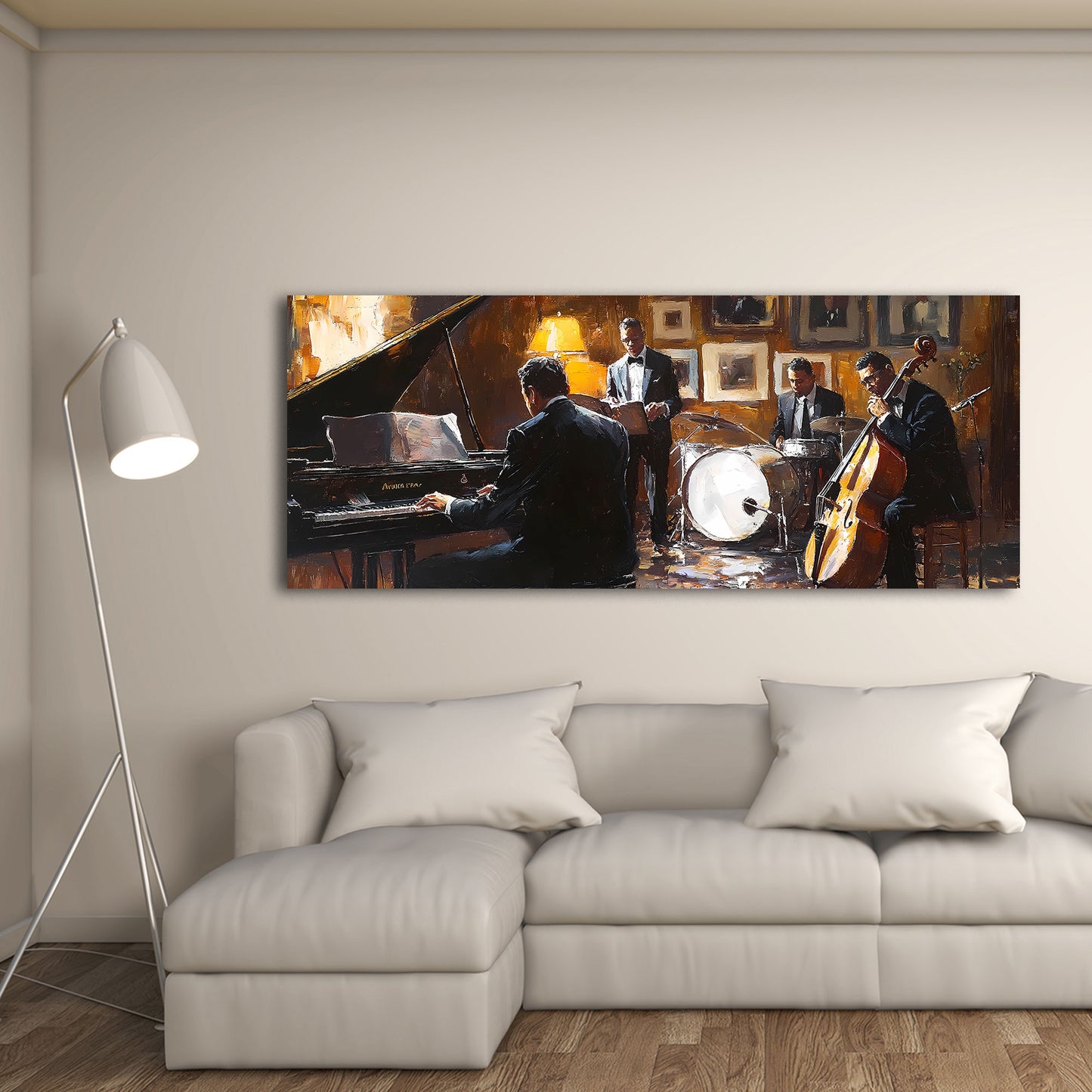 Abstrakt Jazz Musik Klavier Schlagzeug Leinwandbild Wandbild Kunstdruck XL Deko
