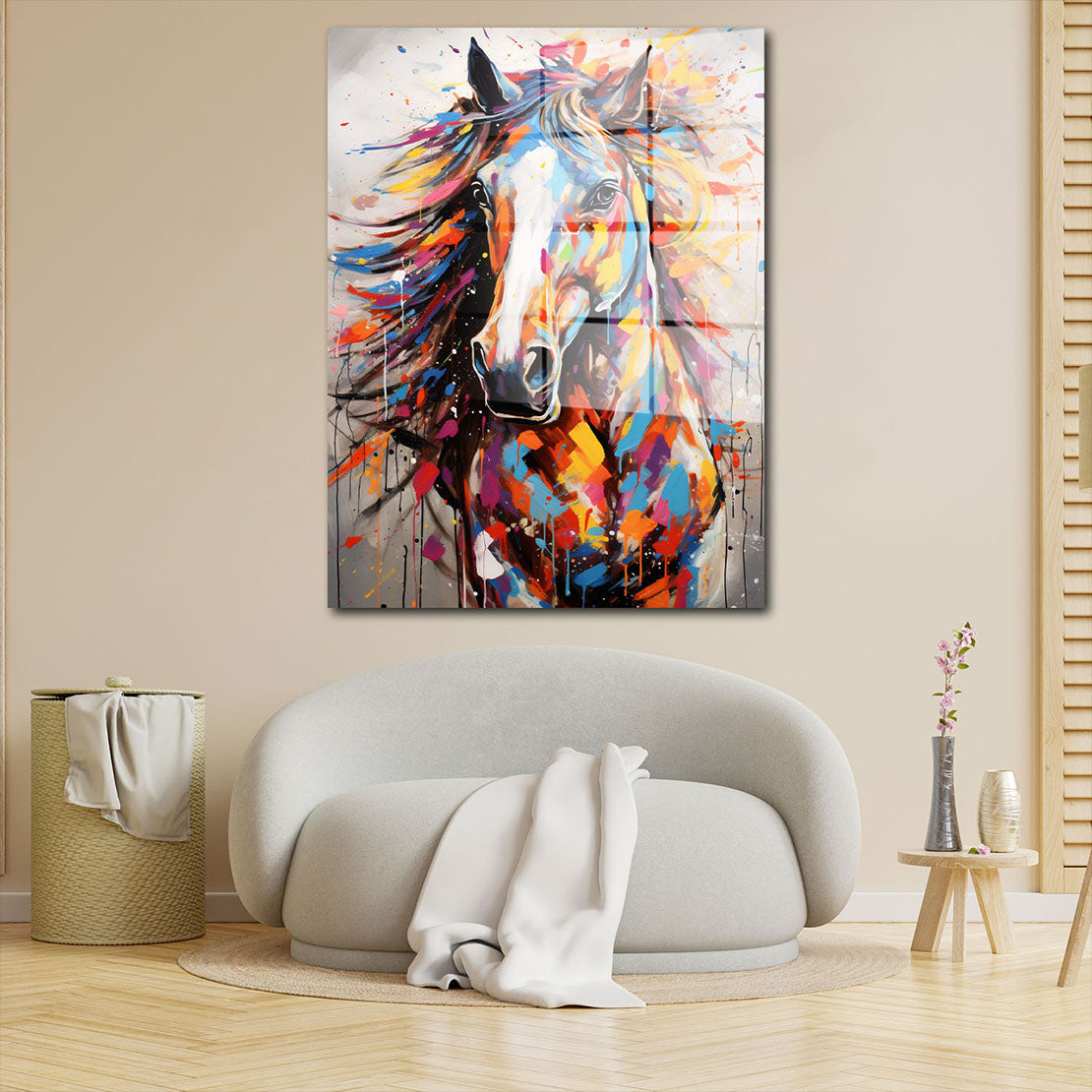 Abstrakt Pferd Pop Art Colour Style Acrylglasbild Wandbild Bild Wanddeko Wohnzimmer XL