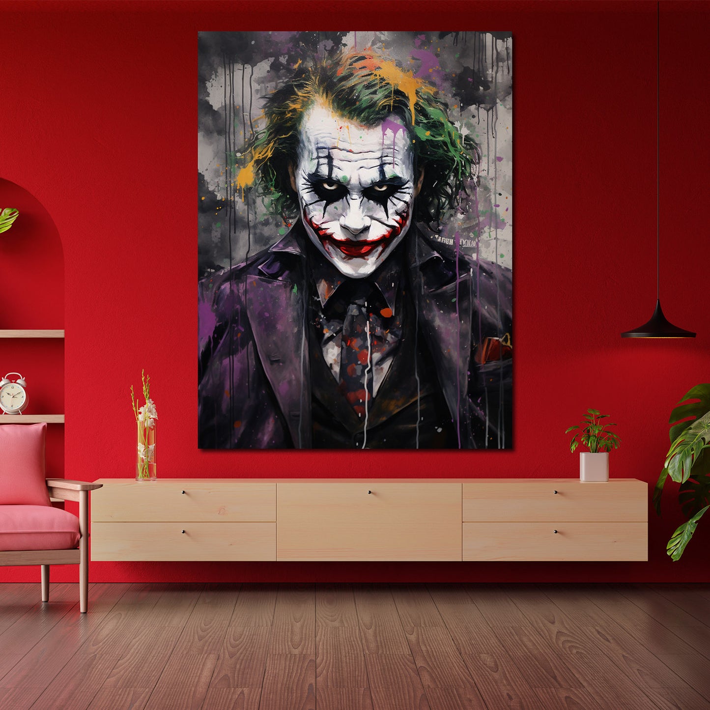 Abstrakt Schurke frontal Colour Style Leinwandbild Wandbild Kunstdruck XL Wanddeko