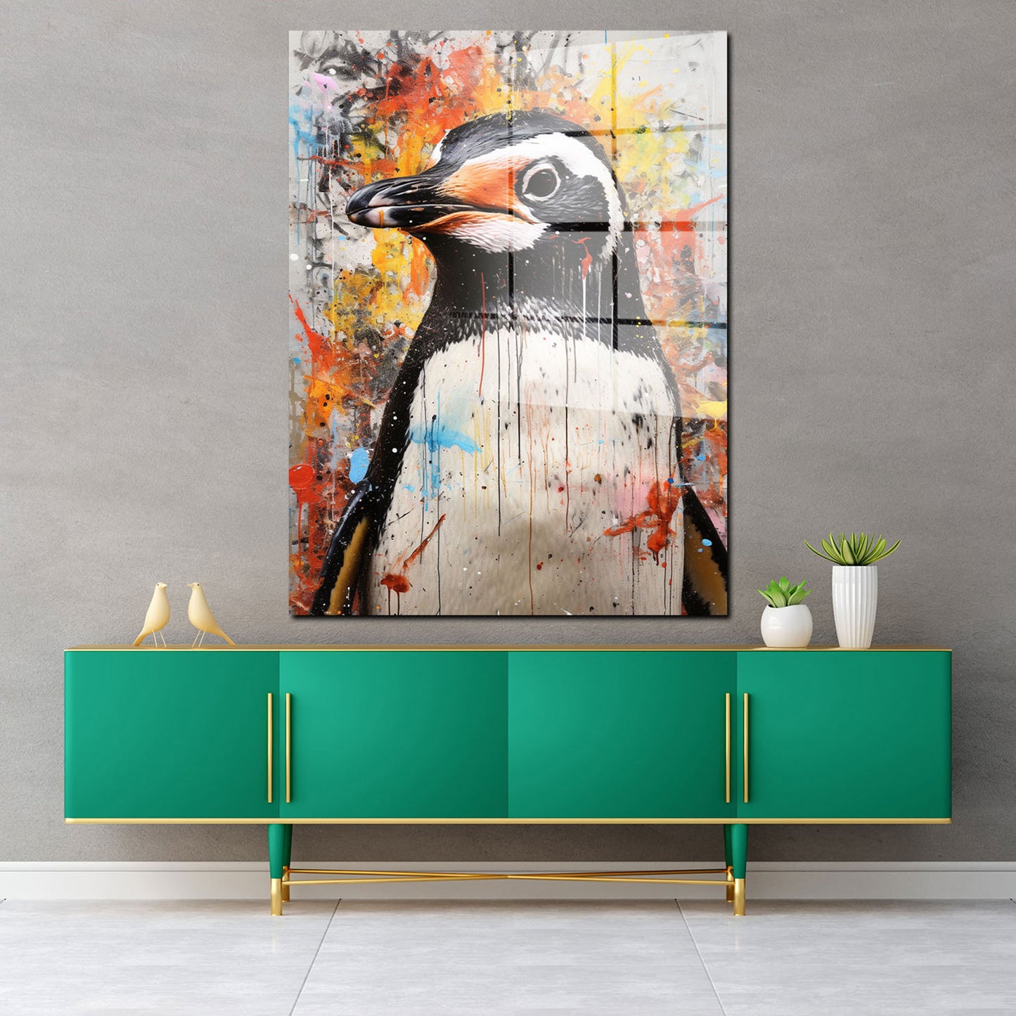 Abstrakt süßer Pinguin Acrylglasbild Wandbild Bild Wanddeko Wohnzimmer XL