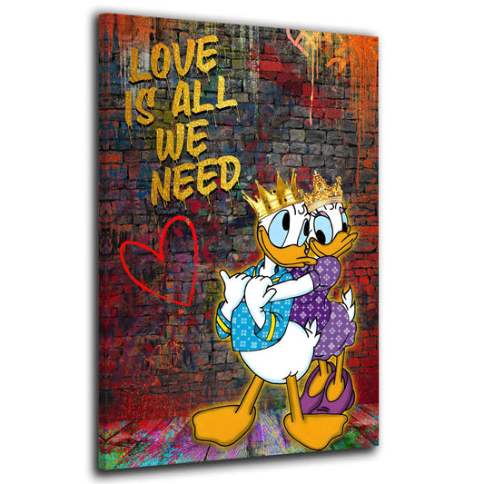 King Duck Love Is All We Need Kunst Wandbild Leinwandbild Kunstdruck XL Wanddeko