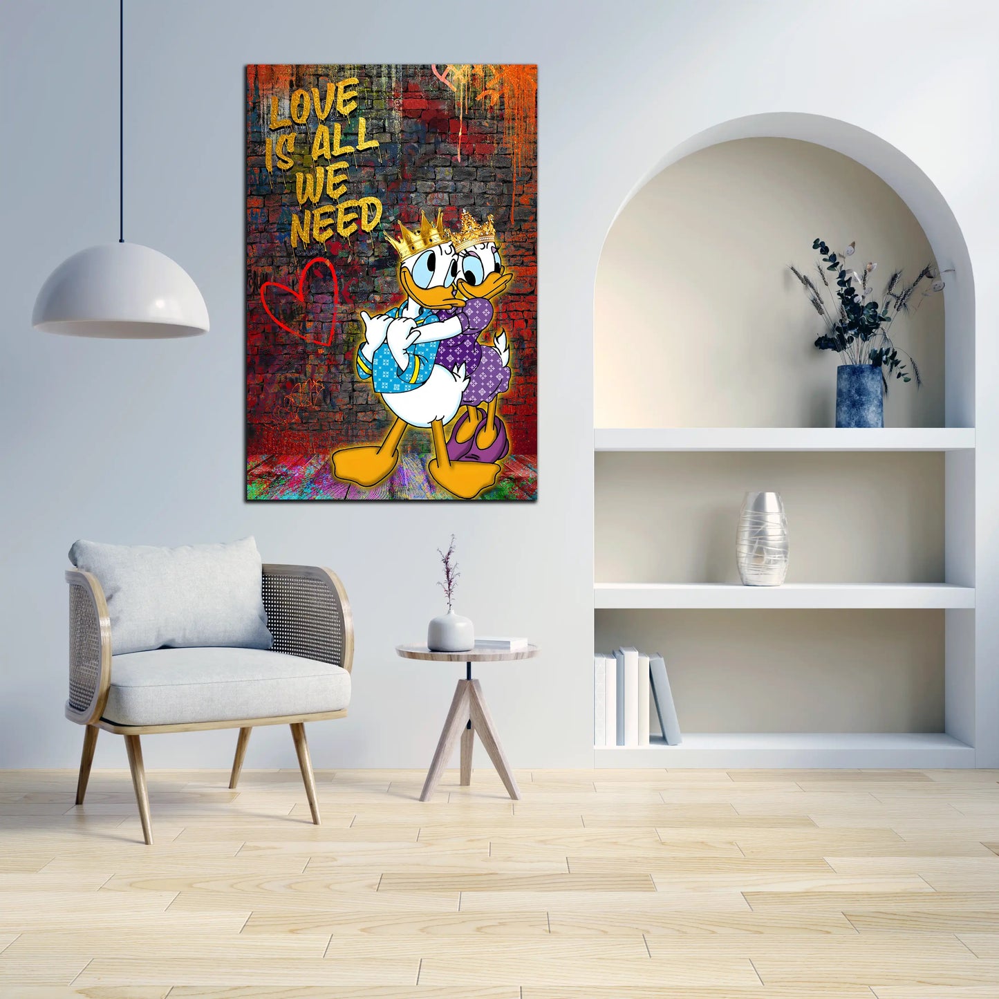 King Duck Love Is All We Need Kunst Wandbild Leinwandbild Kunstdruck XL Wanddeko