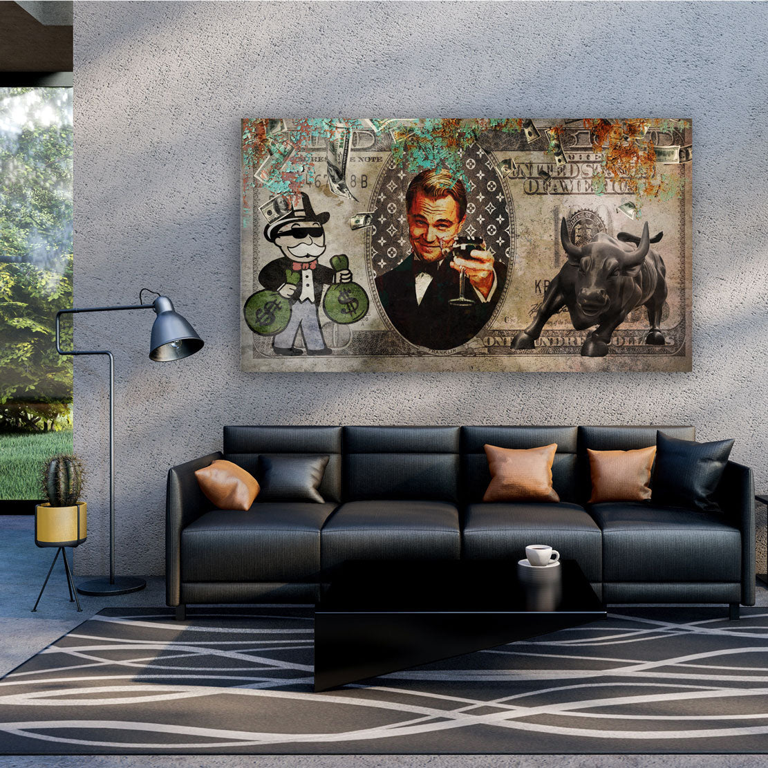 Modern Pop Art Dollar Geld & Erfolg Leinwandbild Wandbild Kunstdruck XL Wanddeko