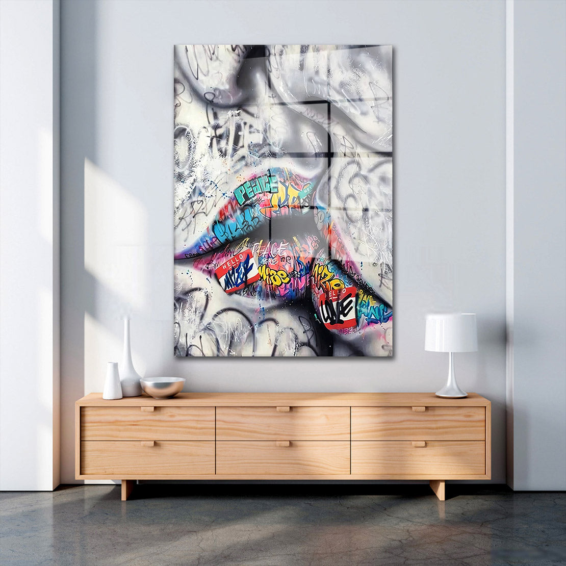 Street Art Mann & Frau Acrylglasbild Wandbild Bild Wanddeko Wohnzimmer XL