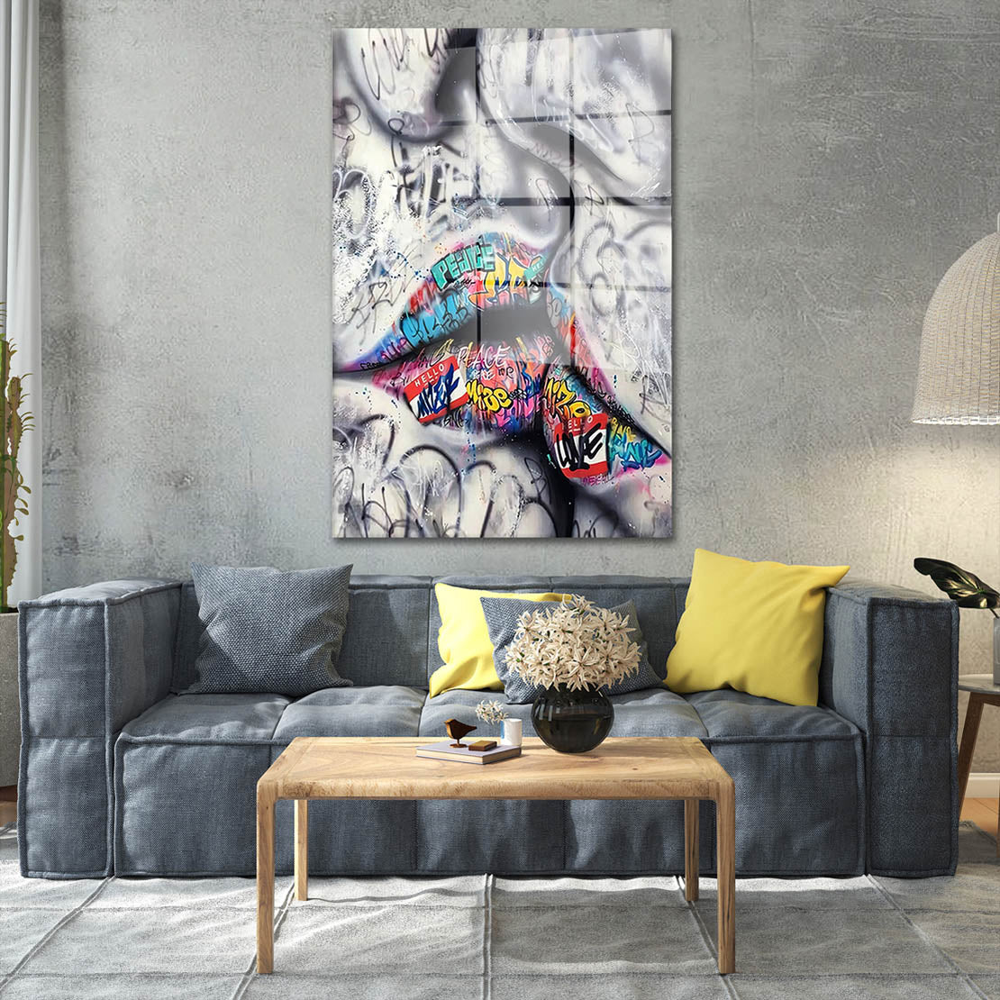 Street Art Mann & Frau Acrylglasbild Wandbild Bild Wanddeko Wohnzimmer XL