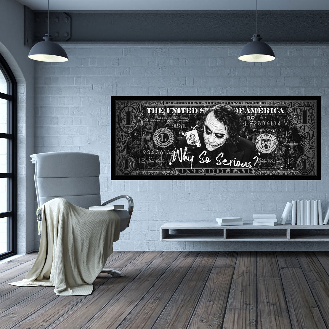 Bösewicht, schwarz weiß Leinwandbild Wandbild Kunstdruck XL Wanddeko