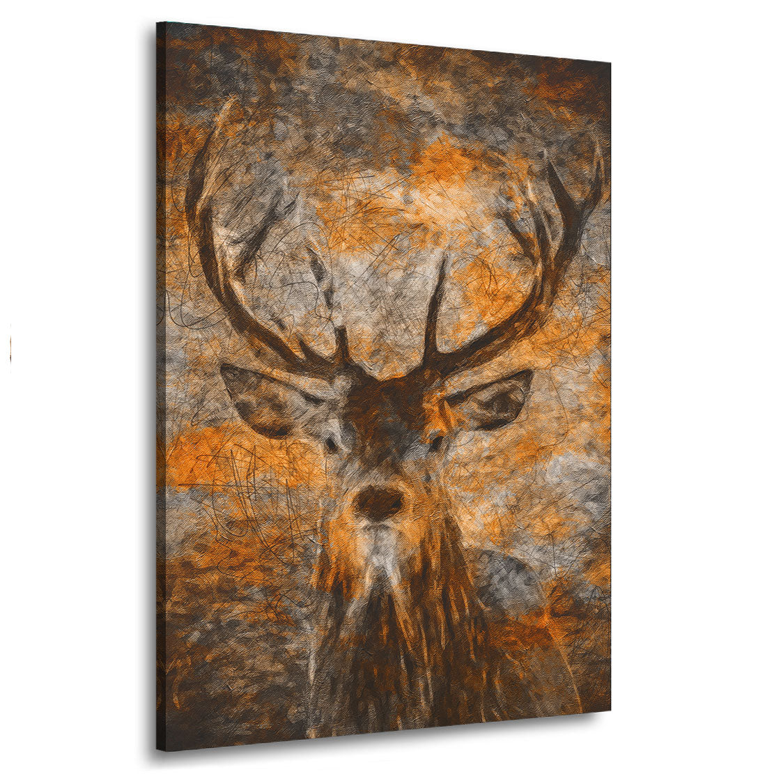 Abstrakt Hirsch Brown Edition, Tiere Leinwandbild Wandbild Kunstdruck XL Wanddeko