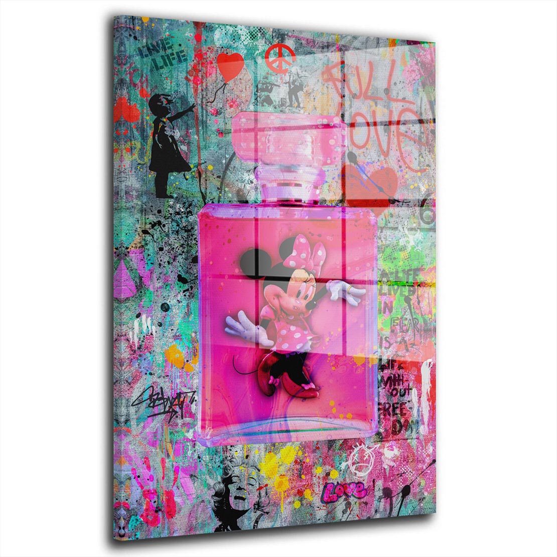 Street Art Parfümflasche Maus Acrylglasbild Wandbild Bild Wanddeko Wohnzimmer XL
