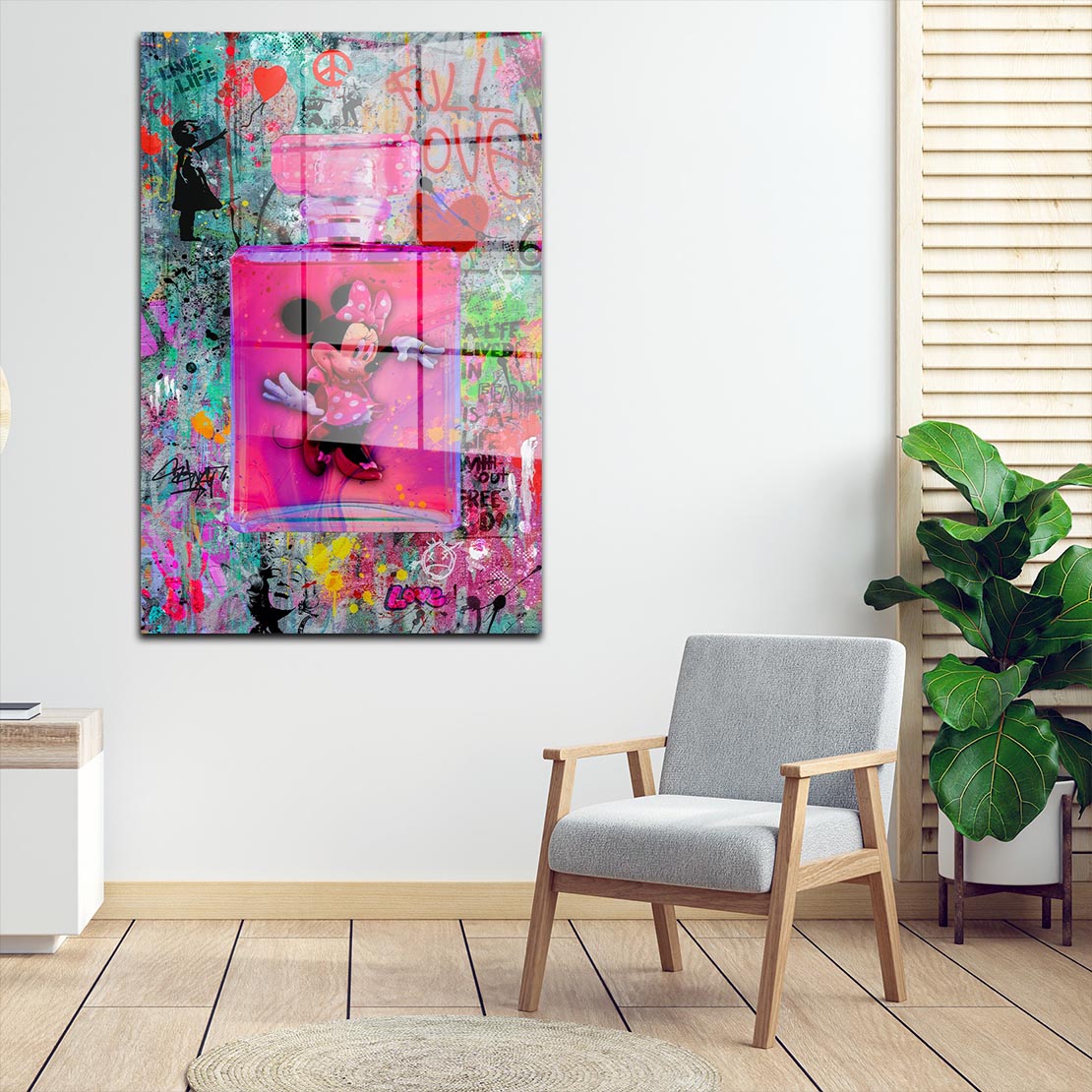 Street Art Parfümflasche Maus Acrylglasbild Wandbild Bild Wanddeko Wohnzimmer XL