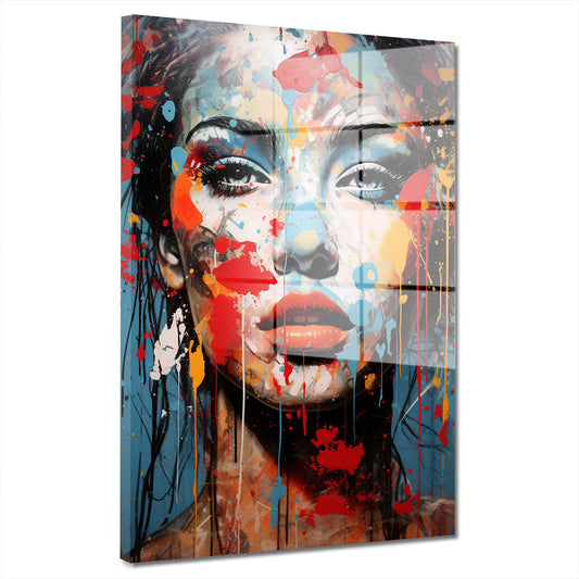 Wunderschöne Frau frontal Pop Art Acrylglasbild Wandbild Bild Wanddeko Wohnzimmer XL