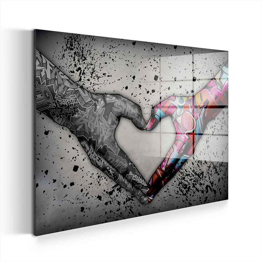 Abstrakt Graffiti Hände Acrylglasbild Wandbild Bild Wanddeko Wohnzimmer XL