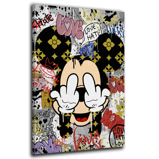 Mouse Pop Art Finger Street Art Wandbild Leinwandbild Kunstdruck XL Wanddeko