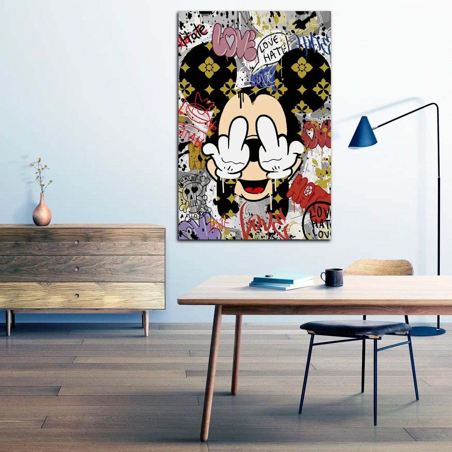 Mouse Pop Art Finger Street Art Wandbild Leinwandbild Kunstdruck XL Wanddeko